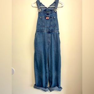 Blue MONKI overalls with cherry patch size small